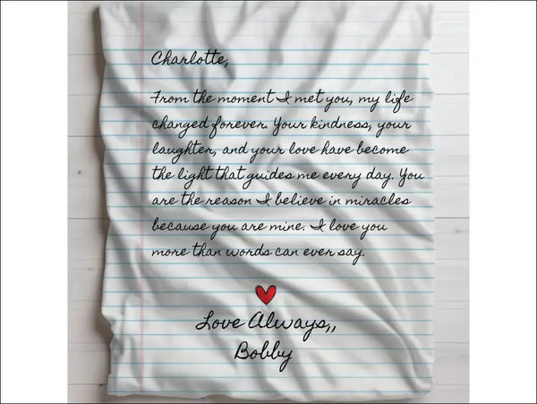Love Letter Personalized Sherpa Fleece Blanket with heartfelt design for cozy warmth