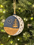 Circular Memorial Ornament with heart, tree, and stars for a unique holiday gift
