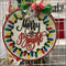 Circular Christmas ornament on Merry and Bright Handpainted Christmas Wood Sign