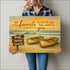 Personalized canvas print of rowboats on beach at sunset with favorite place quote