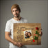 Personalized one year anniversary canvas print with rustic plaque and rose