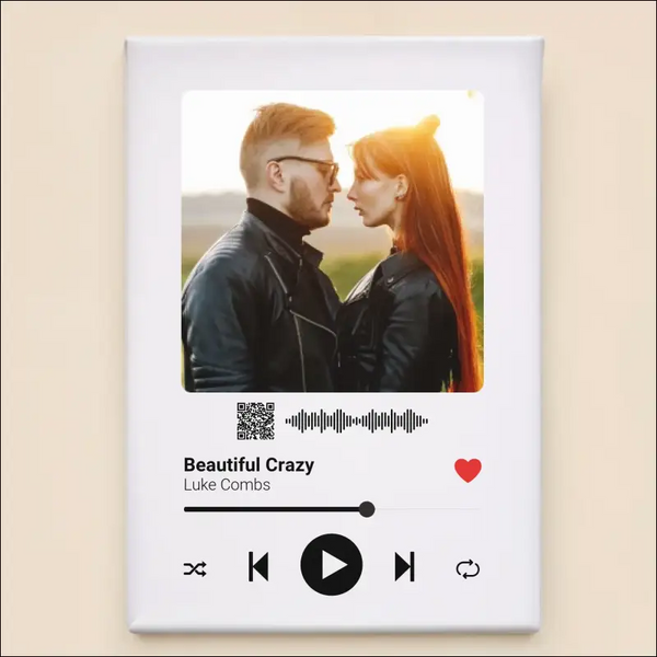 White our song canvas print with Spotify song canvas and scannable Spotify code