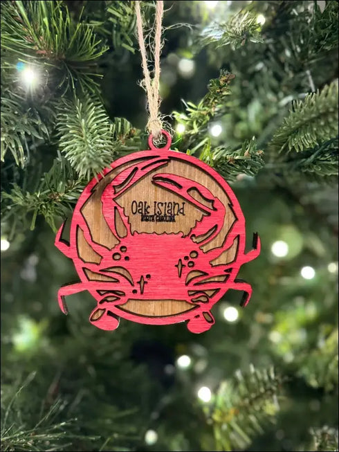 Personalized Crab Ornament handmade wooden Christmas decoration for coastal decor lovers