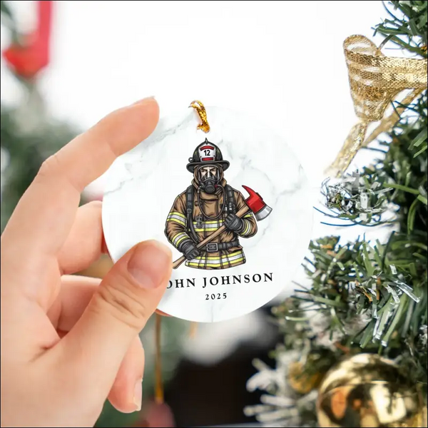 Personalized 2025 Firefighter Ceramic Ornament