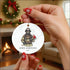 Personalized ceramic firefighter ornament with red gold accents and snowflake charm