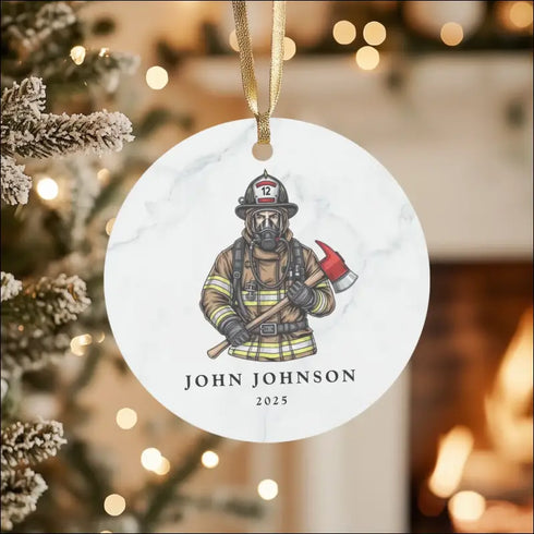 Personalized Firefighter Ceramic Ornament with John Johnson
