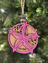 Pink starfish Christmas ornament from Southern Sass Custom personalized handmade wooden design