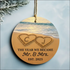 Personalized Hearts In The Sand Ceramic Ornament with Beach Design