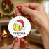 2025 Cynthia Softball Christmas Ornament with Santa Hat design, personalized ceramic ornament