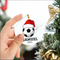 High-quality white ceramic soccer ball ornament with Santa hat design on white background