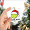 High-quality white ceramic tennis ball ornament with Santa hat and gold trim for Christmas