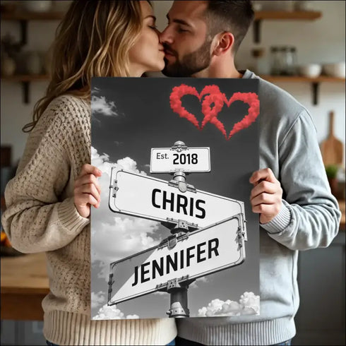 Personalized vintage street sign for Chris and Jennifer est