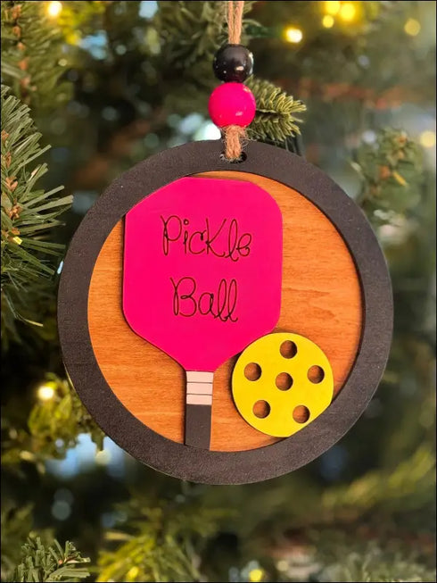 Pickleball Christmas ornament, a personalized handmade wooden ornament for sports lovers