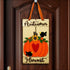Rustic Autumn Harvest wood door sign with pumpkin heart design for fall decor
