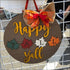 Rustic Happy Fall Wood Door Hanger featuring a vibrant fall leaf design for autumn decor