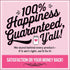 Pink happiness guarantee advertisement for Silent Night handmade wooden Christmas ornament