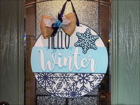 Charming Winter Door Hanger with Snowflakes for Rustic Farmhouse Winter Decor