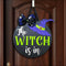 Halloween Porch Decor featuring a Witchy Wood Door Sign with a 3D Witch Hat design