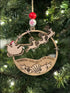 Wooden Santa sleigh ornament for wooden beach Christmas and coastal holiday keepsake